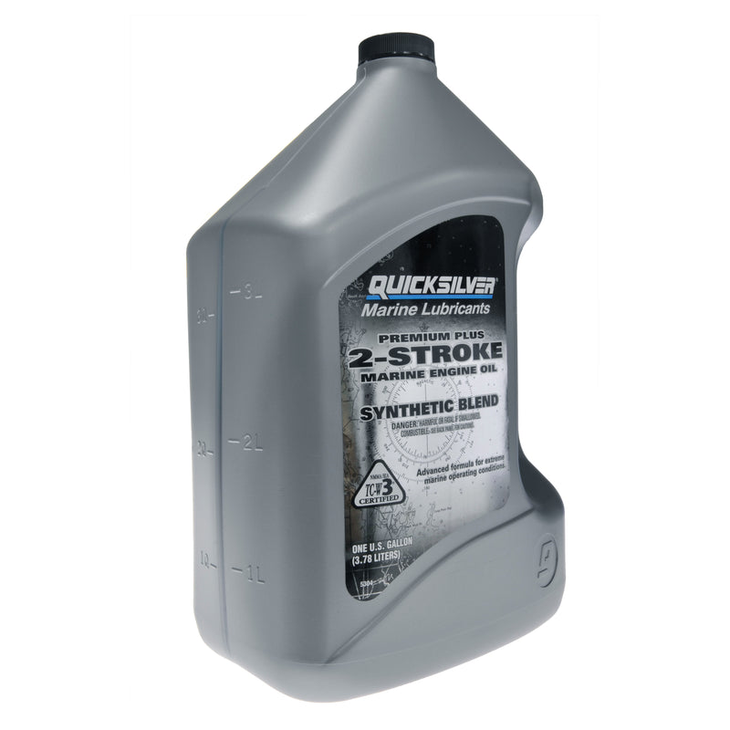 Quicksilver Premium Plus TC-W3 2-Stroke Synthetic Blend Marine Oil – Outboards, Personal Watercrafts - 1 Gallon - Pack of 3 - 8M0179416