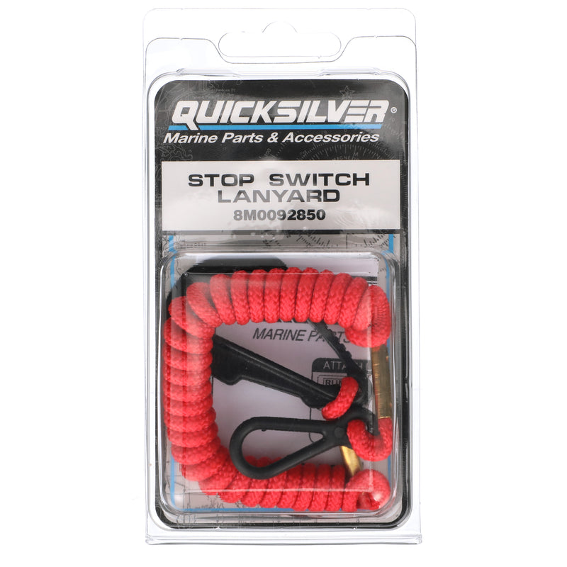 Quicksilver 8M0092850 Emergency Stop Switch Marine Safety Lanyard, Bright Red Finish, 54-Inch - 8M0092850