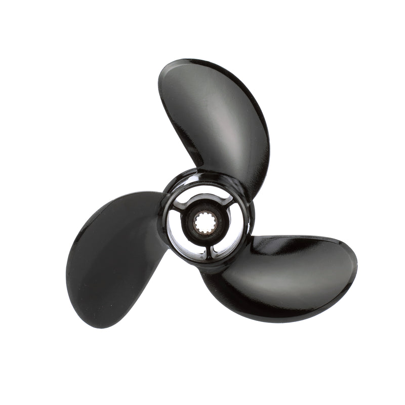 Quicksilver QA2158R Black Diamond 3-Blade Aluminum Propeller - 8.9" diameter x 8.5" pitch, Right Hand Rotation, 8 HP - 9.9HP Mercury FourStroke 2005 & Newer, Black Finish - QA2158R