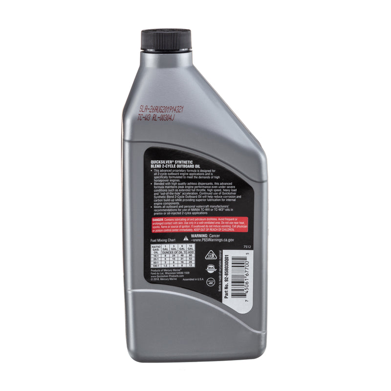 Quicksilver 858030Q01 Premium Plus TC-W3 2-Cycle Outboard Oil - Synthetic Blend -16 Ounce bottle - 858030Q01