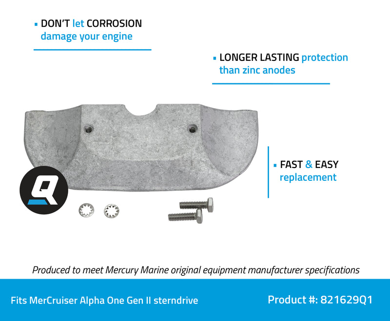 Quicksilver 821629Q1 Aluminum Drive Shaft Housing Anode - MerCruiser Alpha One Gen II Stern Drive - 821629Q1