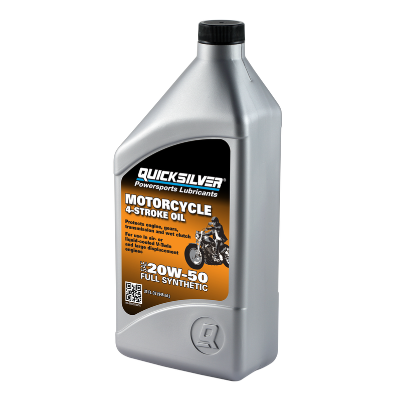 Quicksilver 20W-50 Full Synthetic Motorcycle Oil – 1 Quart - 8M0058916