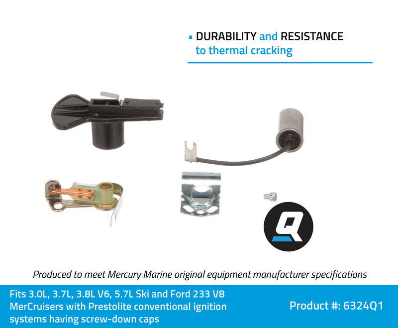 Quicksilver 6324Q1 Ignition Tune Up Kit - MerCruiser Stern Drive and Inboard Engines Made by General Motors or Ford with Prestolite Conventional Ignition Systems, 1-Pack - 6324Q1