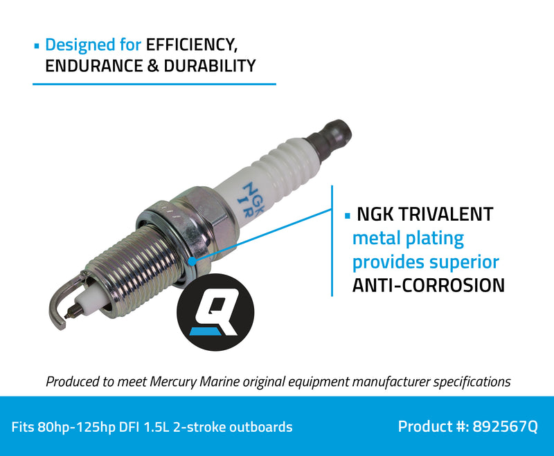 Quicksilver 892567Q NGK IZFR5J Laser Iridium Spark Plug, 1-Pack - 892567Q