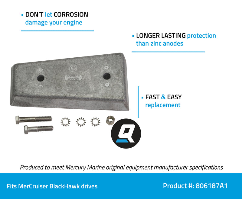 Quicksilver 806187A1 Aluminum Anode - MerCruiser BlackHawk Drives - 806187A1