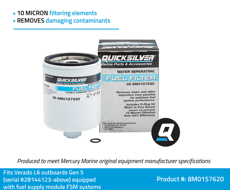 Quicksilver 8M0157620 Water Separating Fuel Filter - Verado Outboards - 8M0157620