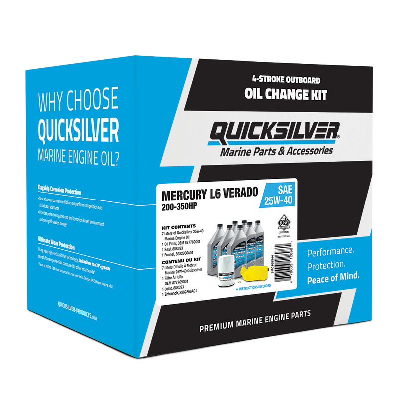 Quicksilver 8M0169544 High Horsepower Oil Change Kit – For Mercury L6 Verado 4-stroke Engines - 8M0169544