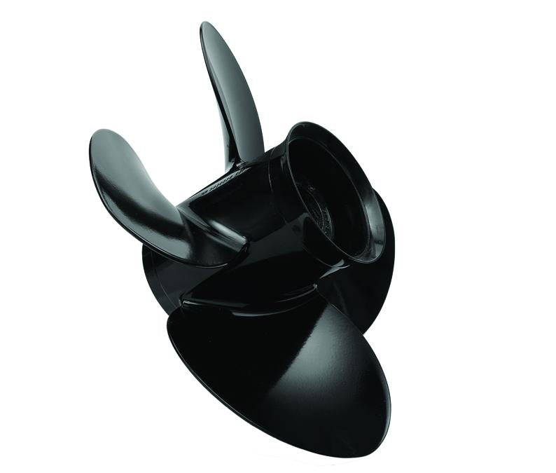 Quicksilver 8M8027497 Nemesis 4-Blade Aluminum Propeller - 13.8" diameter x 10" pitch, Right Hand Rotation, 40 CT - 125 HP Mercury (Pontoon), Black Finish - 8M8027497