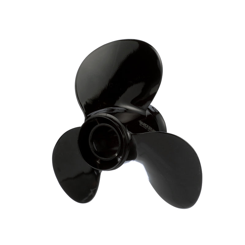 Quicksilver QA3832X Black Diamond 3-Blade Aluminum Propeller - 14" diameter x 13" pitch, Right Hand Rotation, 85 HP - 140 HP Evinrude/Johnson V4, Black Finish - QA3832X