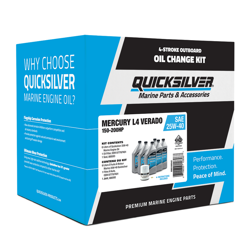 Quicksilver 8M0169542 High Horsepower Oil Change Kit -- For Mercury L4 Verado 4-stroke Engines - 8M0169542