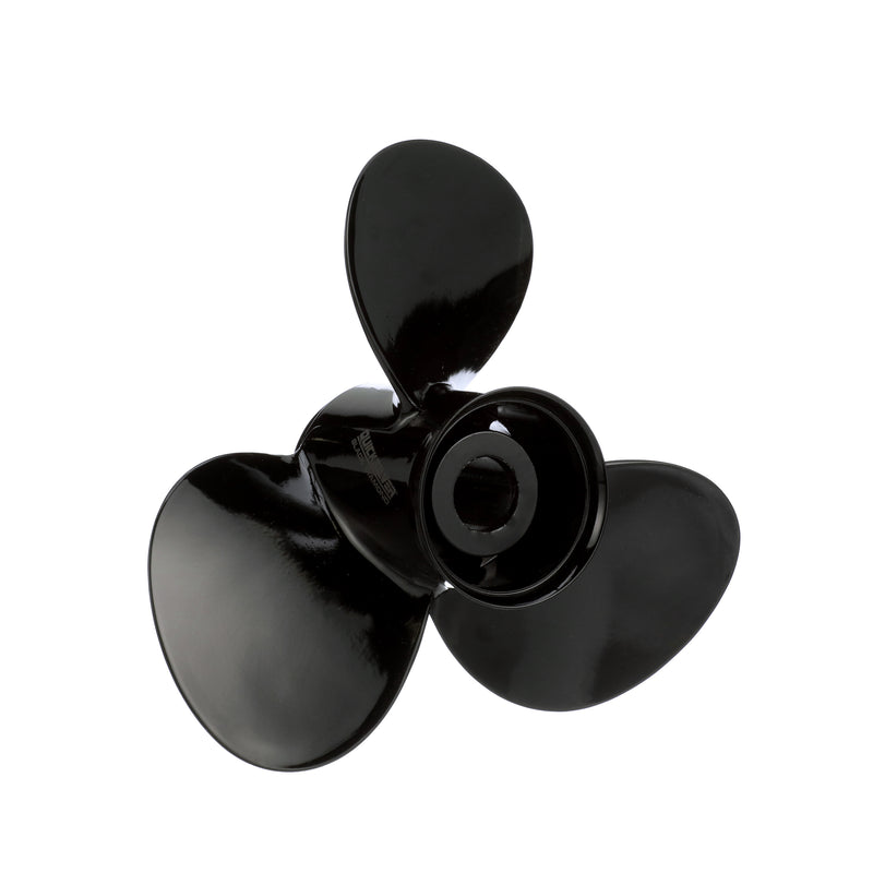 Quicksilver QA3832X Black Diamond 3-Blade Aluminum Propeller - 14" diameter x 13" pitch, Right Hand Rotation, 85 HP - 140 HP Evinrude/Johnson V4, Black Finish - QA3832X