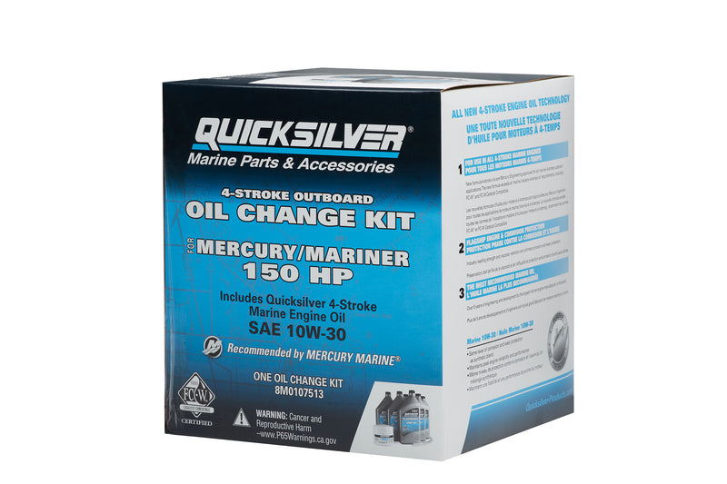 Quicksilver 8M0107513 Marine Engine Oil Change Kit for Mercury/Mariner 150 HP Engines - 8M0107513